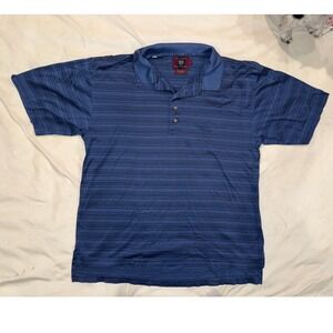 Golf Byron Nelson Eleven Straight Men Blue Striped Polo Shirt Size L Golf(330)